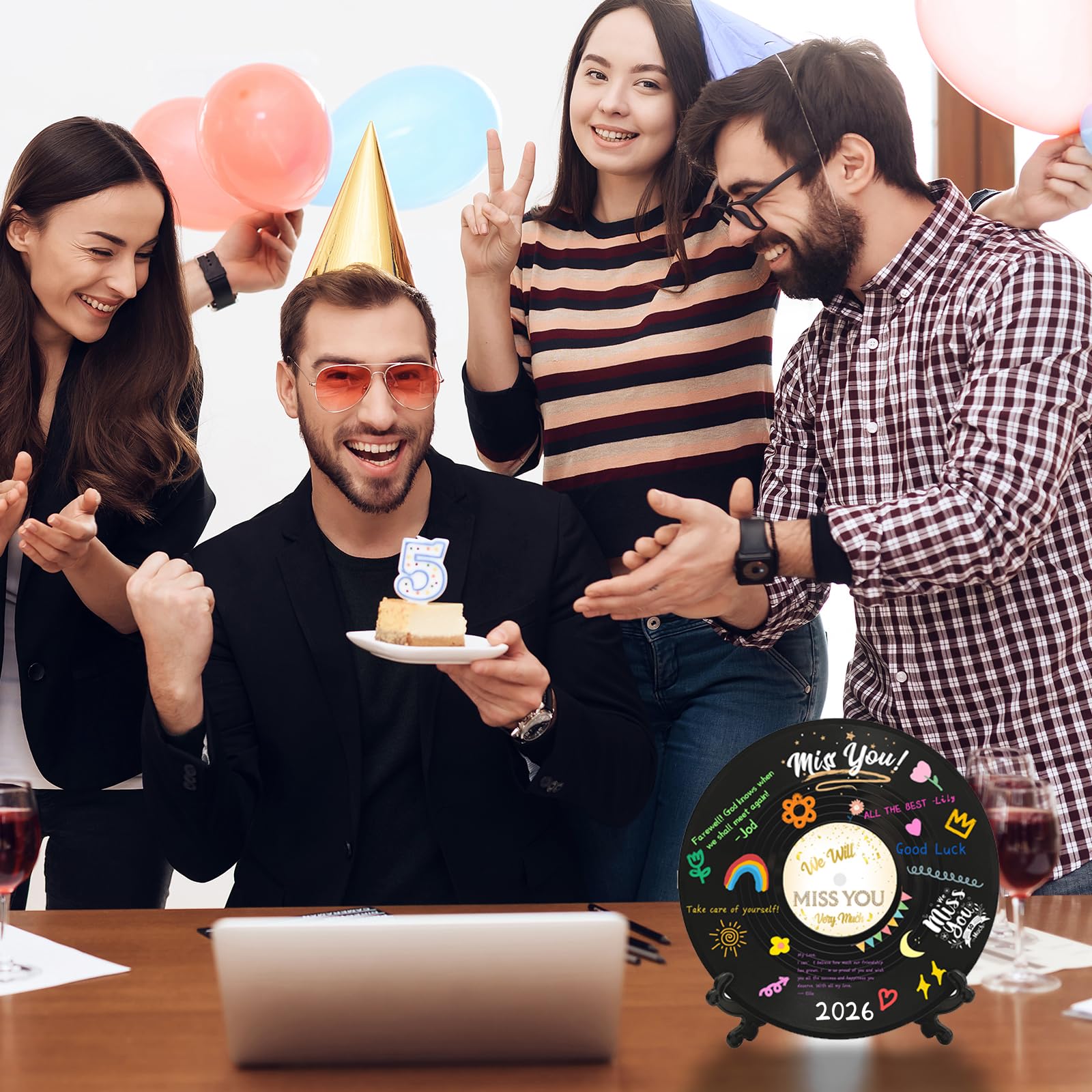 We Will Miss You - Disco in vinile con decorazioni per feste di addio, libro degli ospiti, regalo per uomini, donne, pensionamento, laurea, festa, firma in vinile