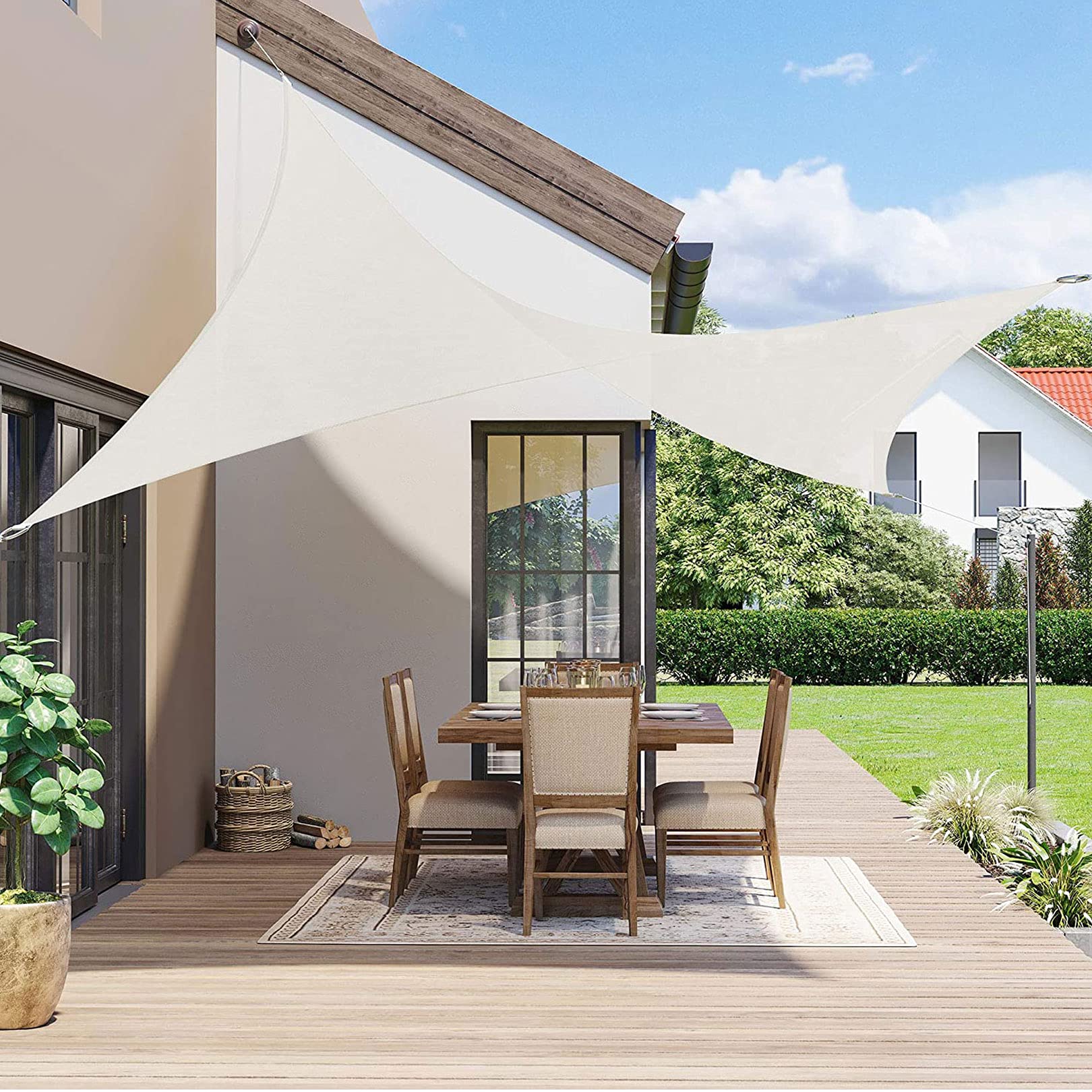 Tende da Sole per Esterno 5 x 6 m Rettangolare Balcone Protezione della Privacy con Fune per Giardino Balcone Terrazza, Rosso Ruggine