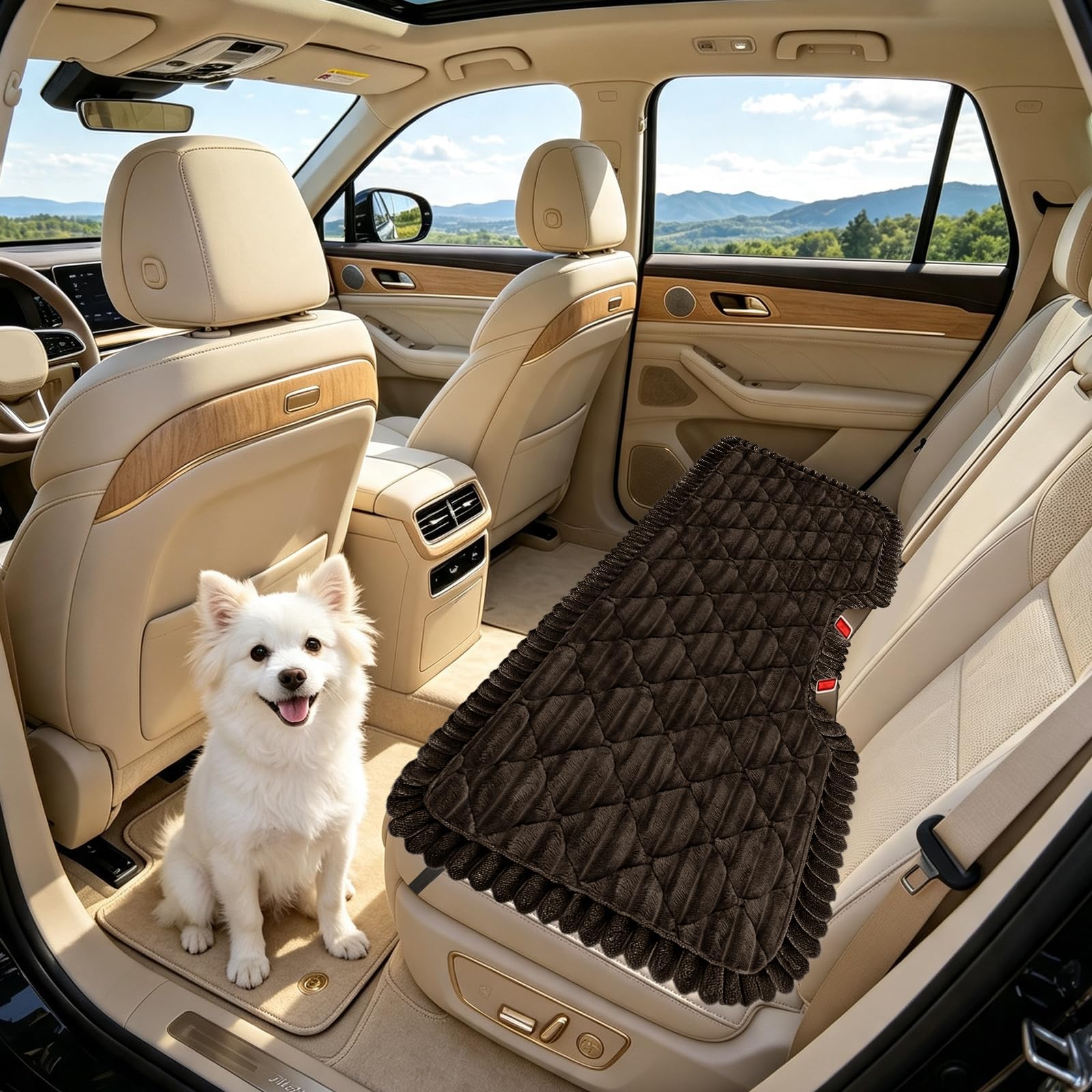 SYLC Dog Bed for Car Back Seat, Non-Slip Car Seat Cushion Cover Soft Plush