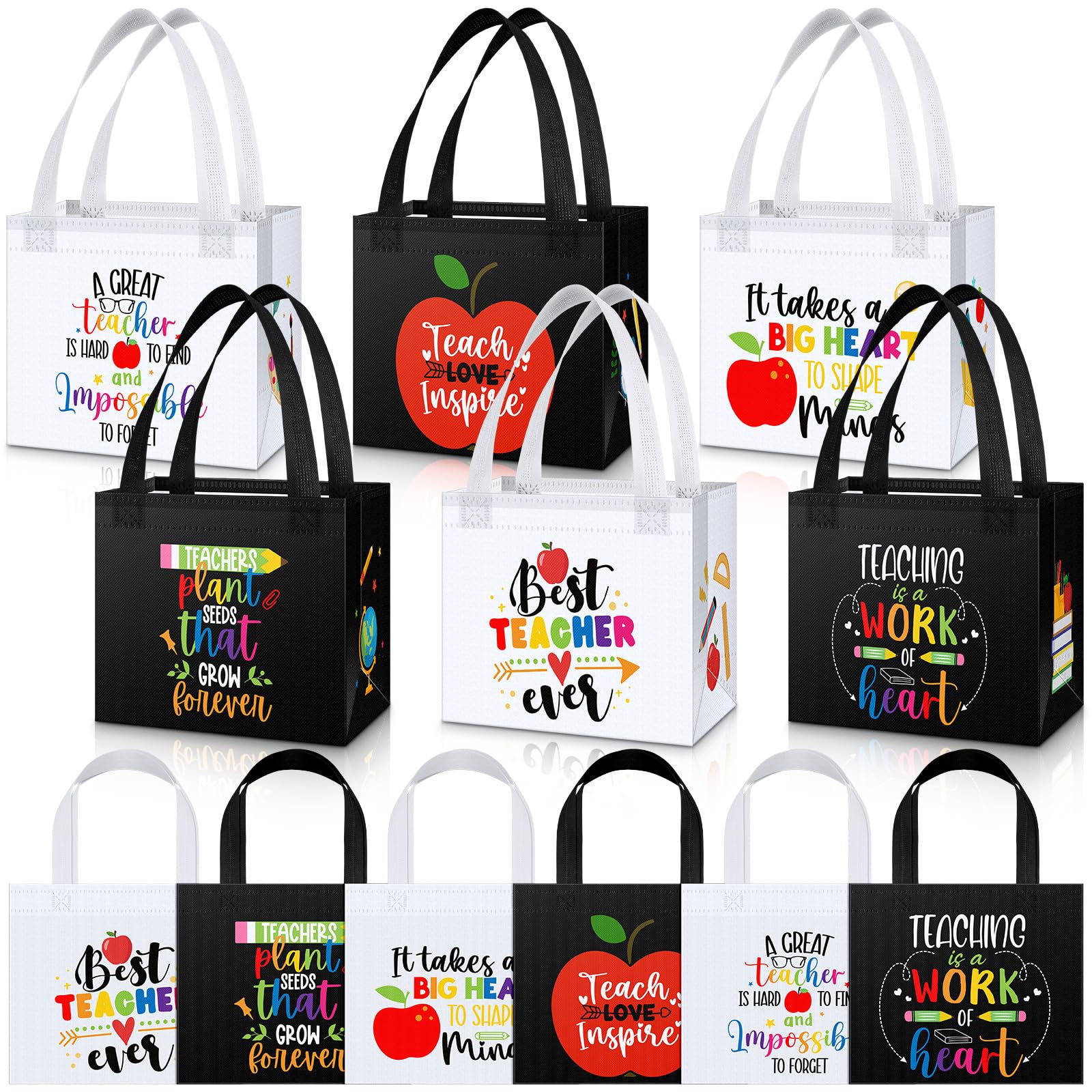 Clysee 36 Pcs Teacher Appreciation Gift Bags Non Woven Graduation Theme Teacher Tote Bags Teacher Inspirational Gift Bags with Handles Teacher