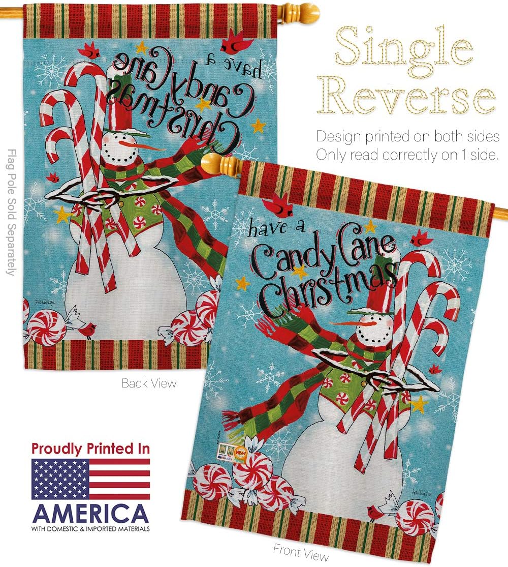 Candy Cane Christmas Garden House Flags Set Wintertime Santa Marry Xmas Present Reindeer Season Snow Small Decorative Gift Yard Banner Made In USA 28 X 40