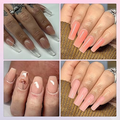 Miniatura 4 de Lofuanna Kit de uñas de poligel, 4 colores nude, kit de iniciación de uñas de gel de polietileno, gel de extensión de 0.5 fl oz con solución