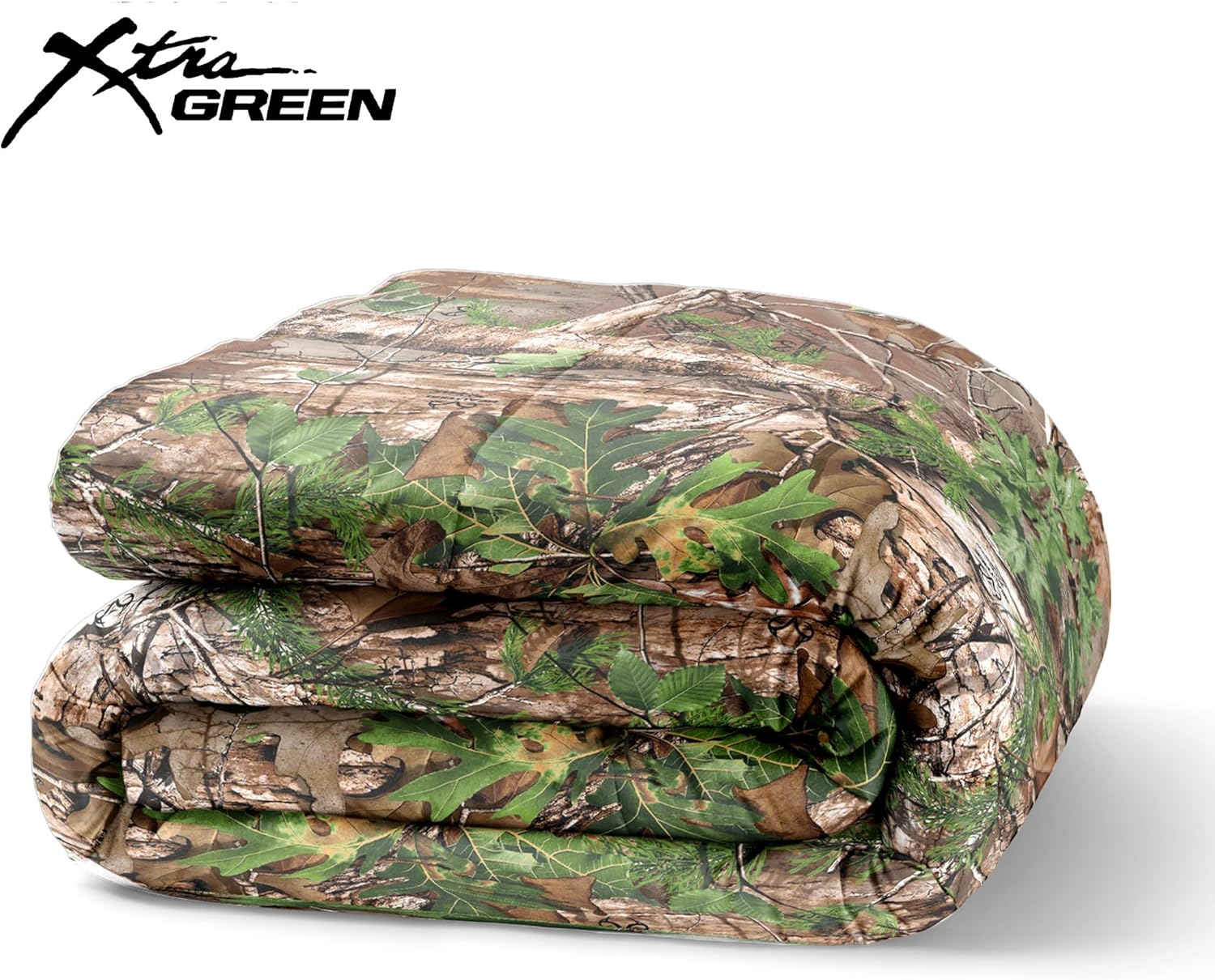 Northwest Realtree 5-Piece Full Size Bed in a Bag Set, 1 Comforter, 1 Fitted Sheet, 1 Flat Sheet, 2 Pillowcases, All Seasons Bedding, Xtra Green Camo - Image 2