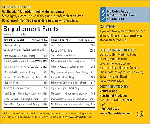 Miniatura 7 de Nature Made Paquete combinado de multivitamínicos de más de 50 para él y ella, multivitamínico para hombres y mujeres con vitamina C, vitamina D3,