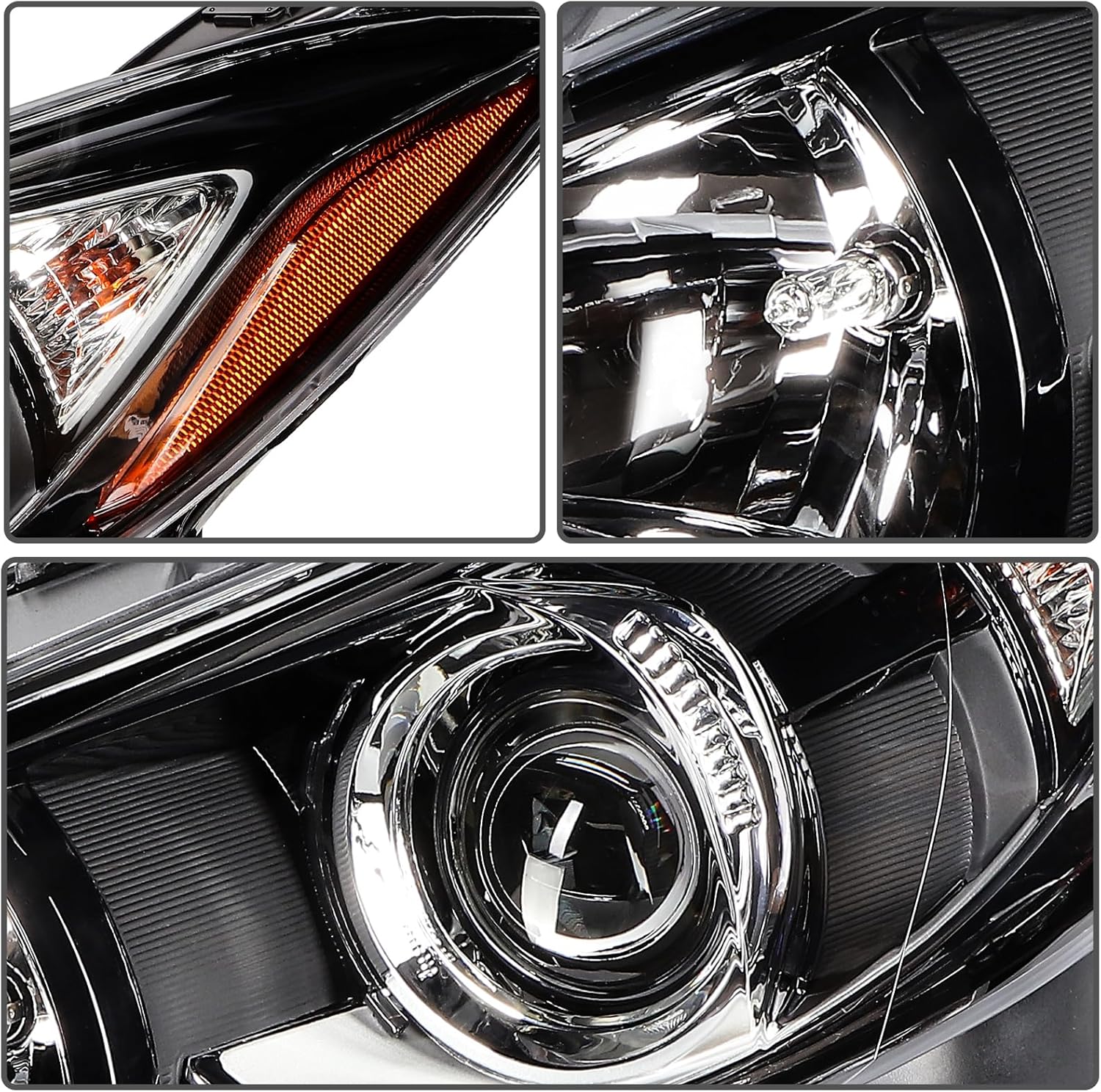 FINDAUTO Headlight Assembly Right Passenger Side 2014 2015 2016 For Mazda 3 Sport Sedan BPW1510K0 MA2519168 Clear Lens Black & Chrome Housing