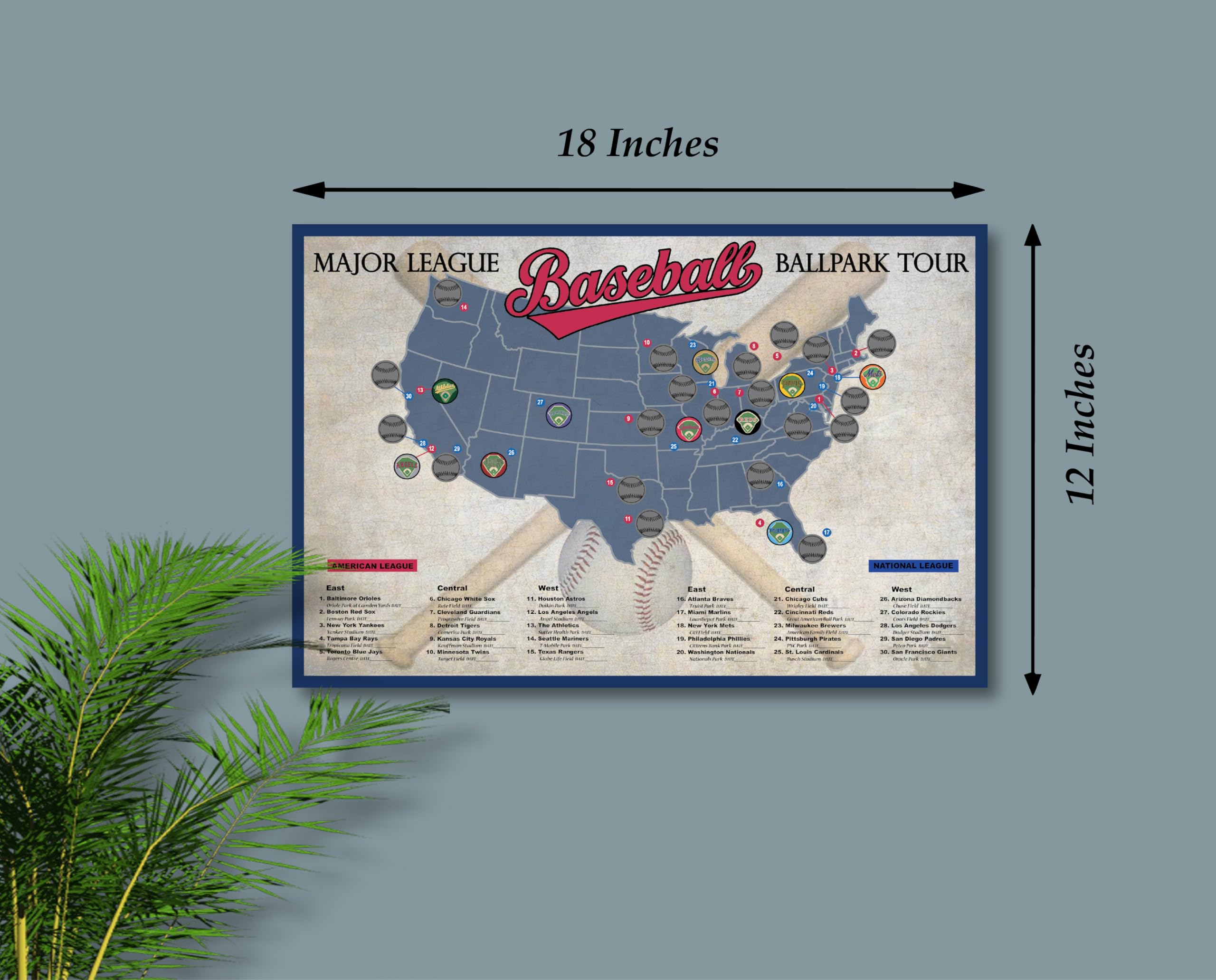 Baseball Wall Art Baseball Park Map Baseball Stadium Map - Sports Gift ...