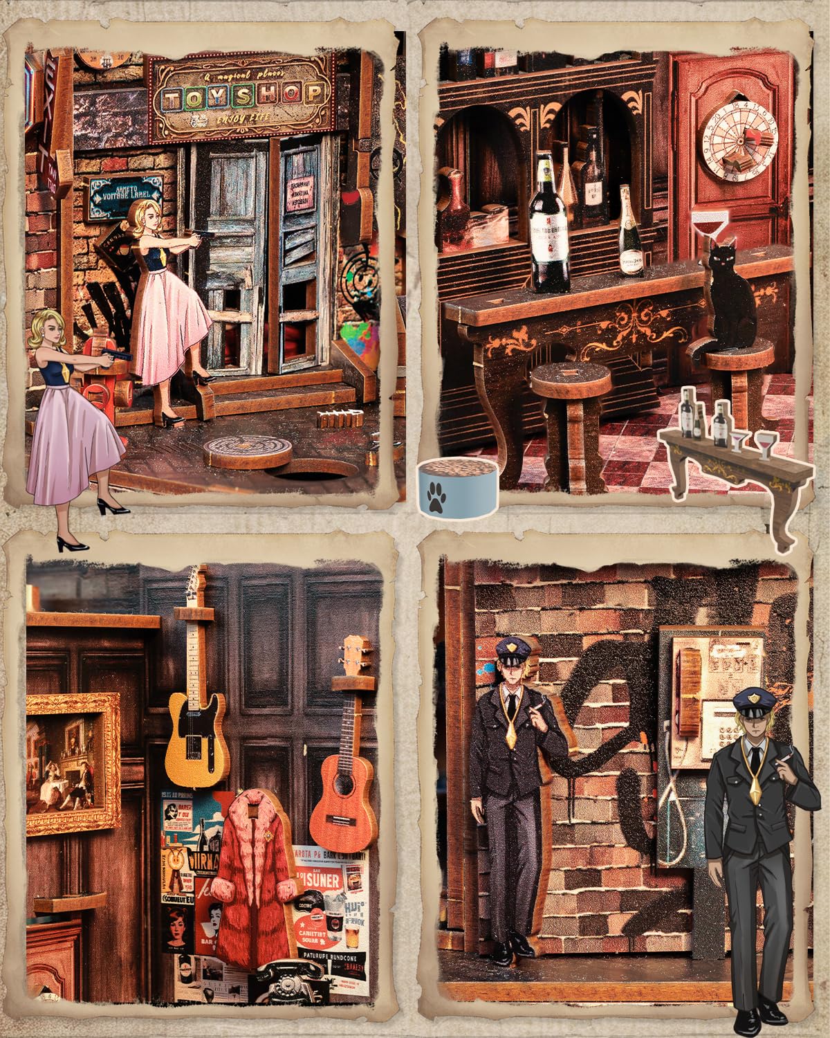 CUTEBEE Book Nook Kit – Fermalibri fai da te, in miniatura, per libreria, decorazione Diorama per adulti, da costruire, 2 pezzi (Farewell to The Night)