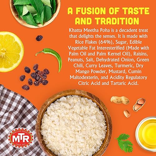 Miniatura 10 de MTR 3minute Poha - Mezcla lista para cocinar, auténtica comida india en solo 3 minutos, 100% vegetariana, sin conservantes añadidos, solo tienes que