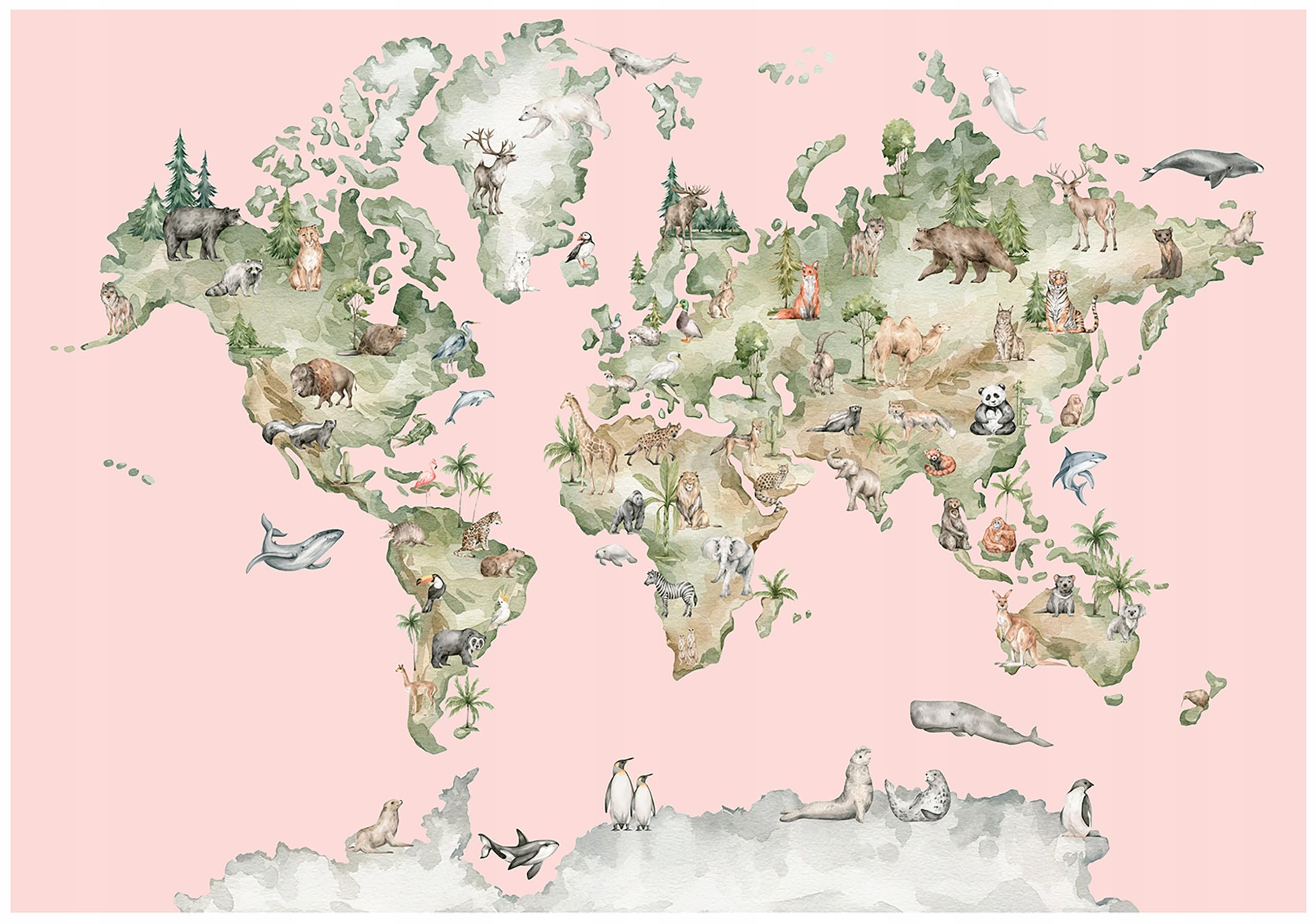 WallArena Winylowa fototapeta ze strukturą mapa świata 416 x 254 cm