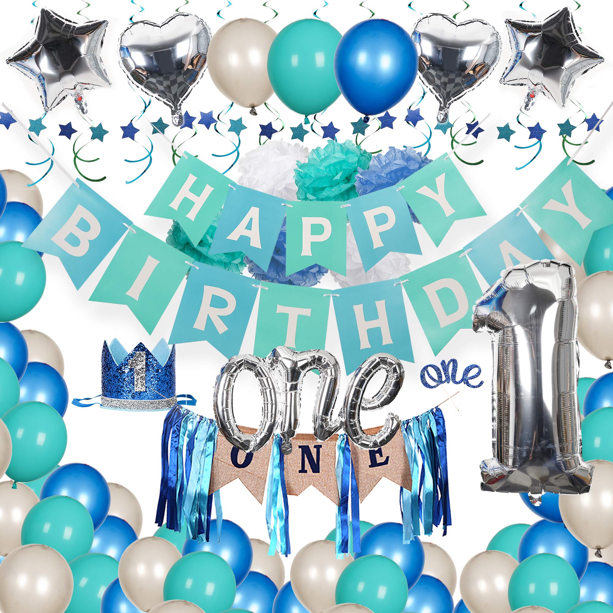 Treasures Gifted First Birthday Boy Decorations 1st Gold Blue