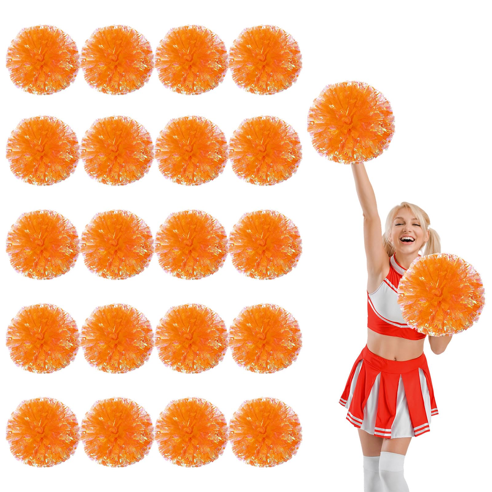 20 szt. pomponów Cheer, 34,7 cm pompony cheerleaderki z płatnością na cztery palce, pompony do tańca, zapałek (matowy pomarańczowy)