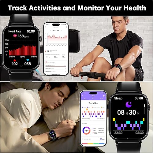 Miniatura 3 de OUKITEL Reloj inteligente con respuestahacer llamadas, relojes inteligentes HD de 1.83 pulgadas para hombres y mujeres, IP68 impermeable rastreador