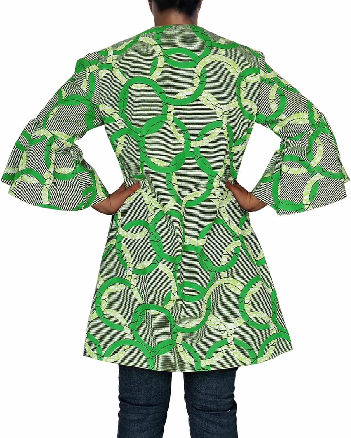 African Attire for Women Dashiki Jacket Blouse Kente Print Clothes Open Front Coat with Ankara Head Scarf
