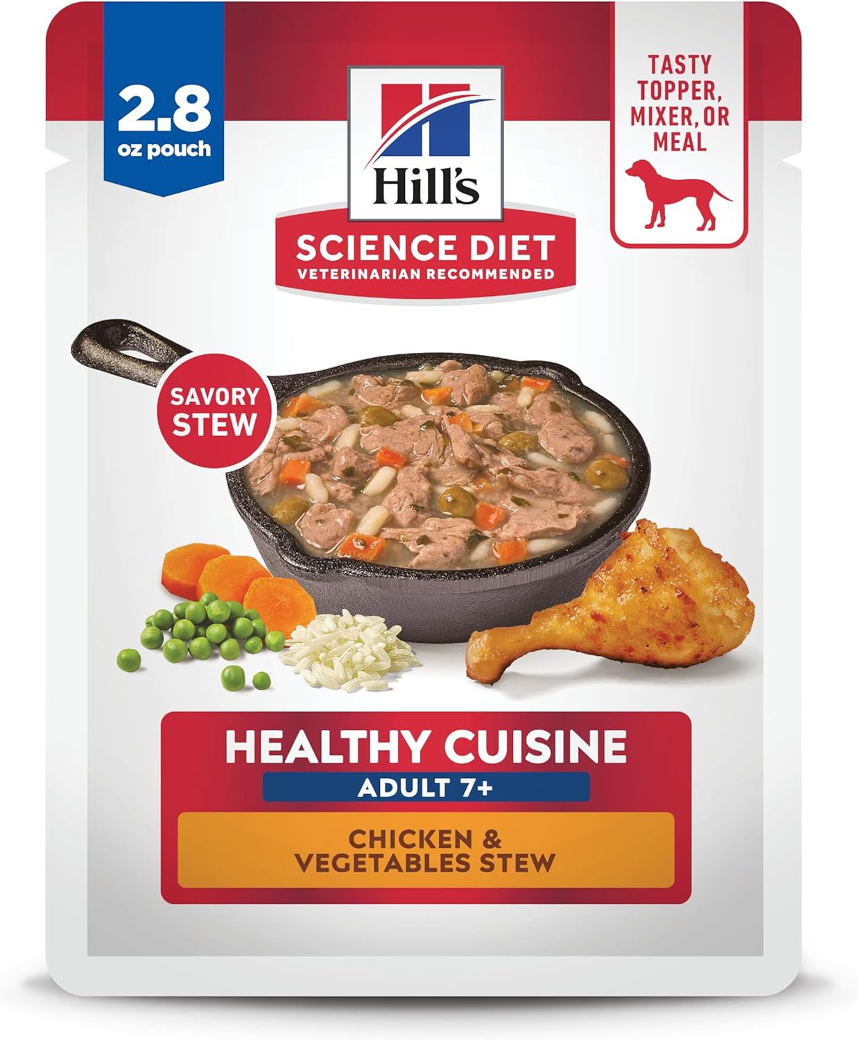 Hill's Science Diet Senior Adult 7+ Healthy Cuisine Wet Dog Food, Chicken & Vegetables Stew, 2.8 oz Pouch, 24-Pack