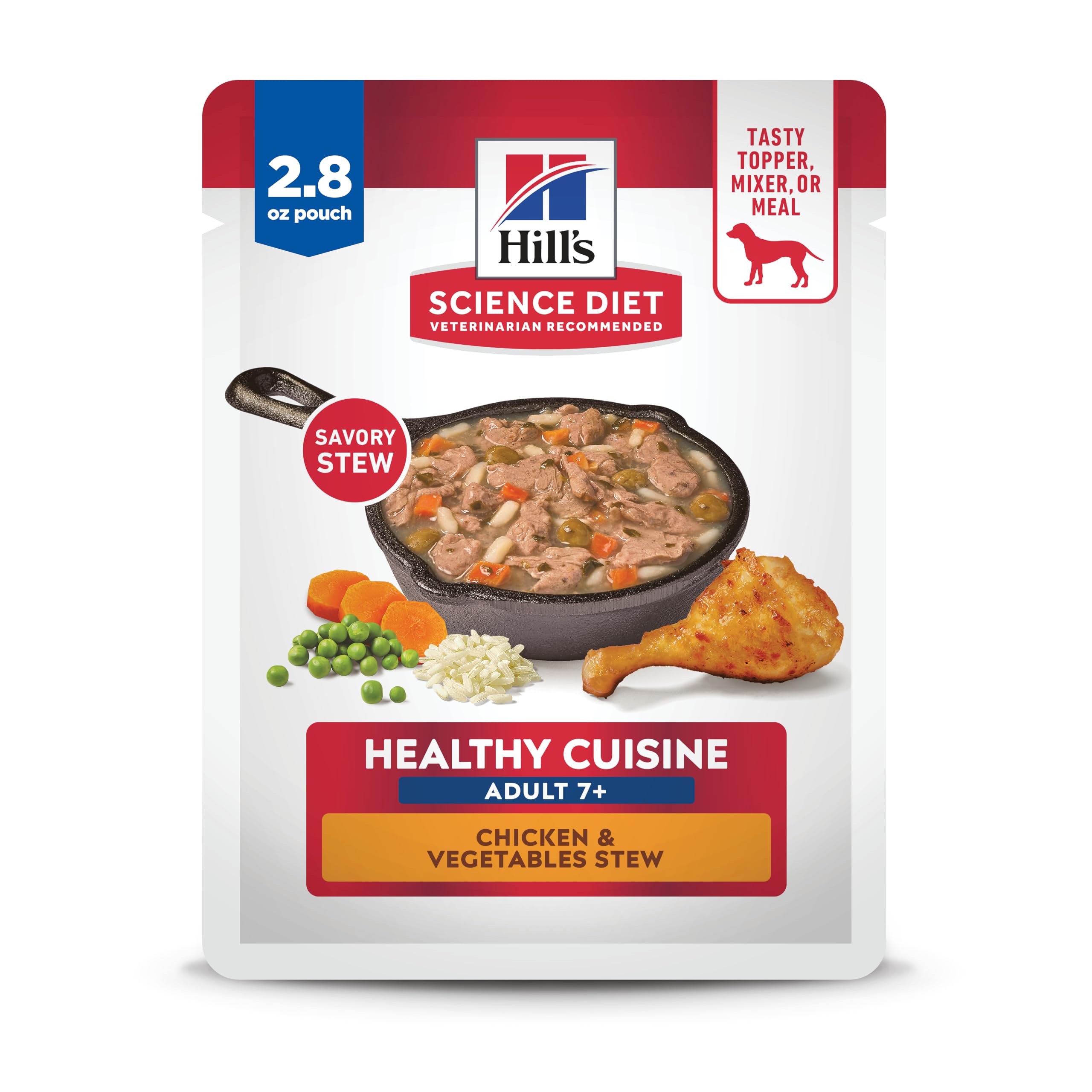 Hill's Science Diet Senior Adult 7+ Healthy Cuisine Wet Dog Food, Chicken & Vegetables Stew, 2.8 oz Pouch, 24-Pack