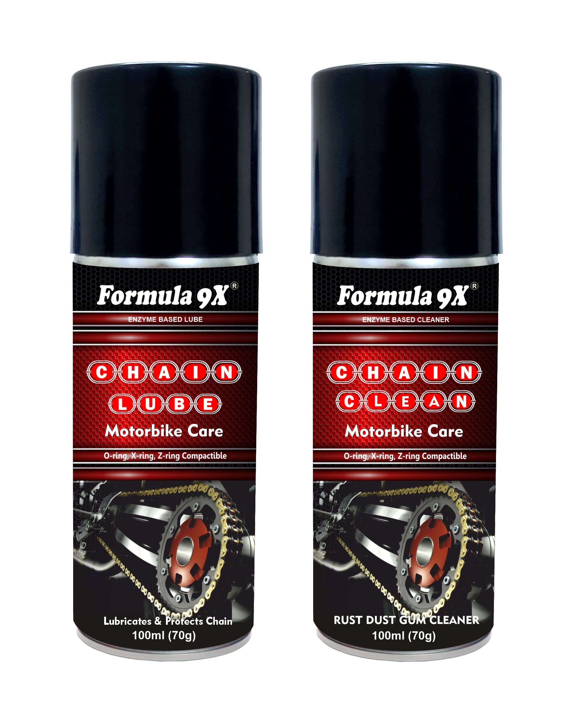 Formula 9X Chain Lube - 100ml(70g) + Chain Cleaner - 100ml(70g) | Chain Lube Spray Combo Pack