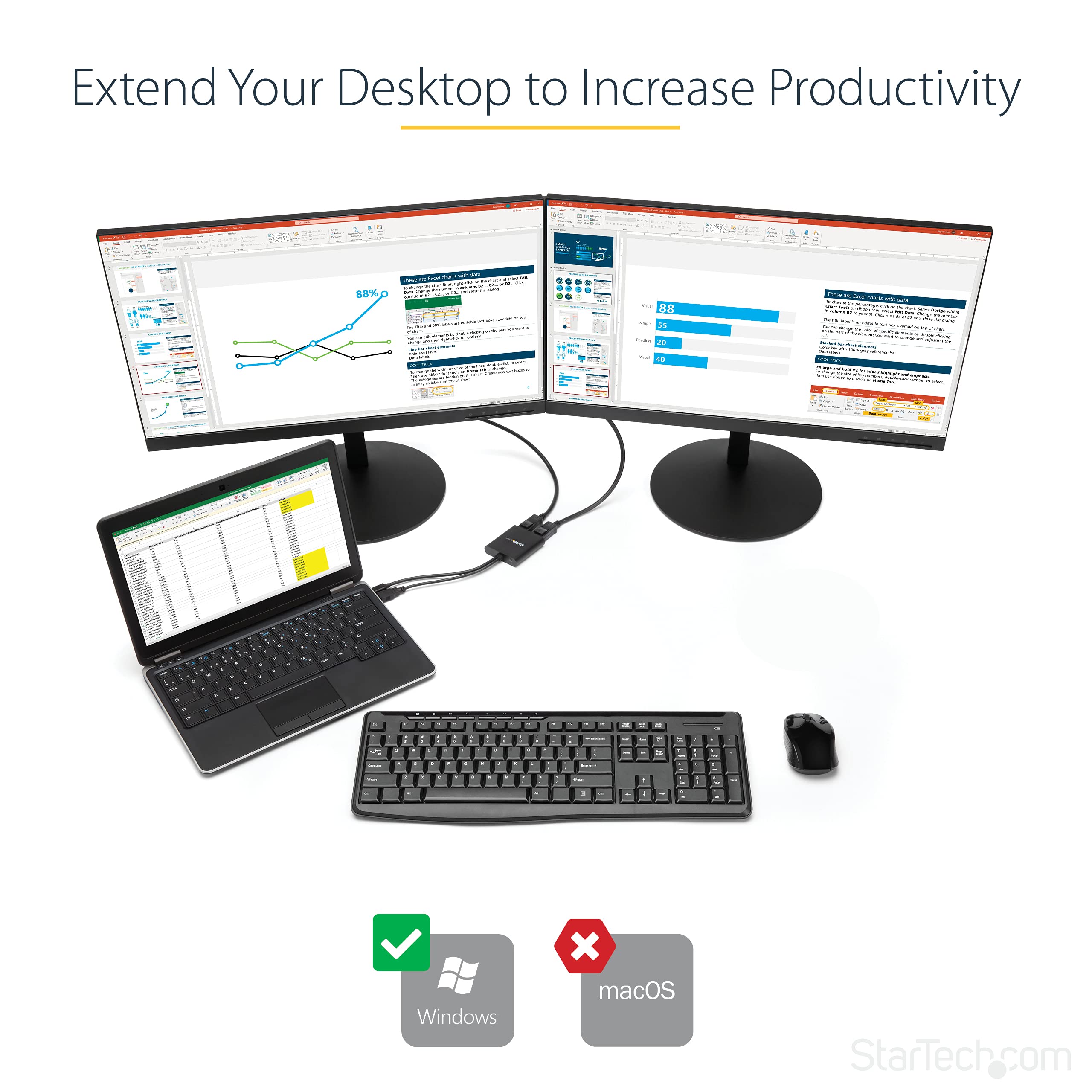 Amazon.co.jp: StarTech.com 2ポートMSTハブ Mini DisplayPort