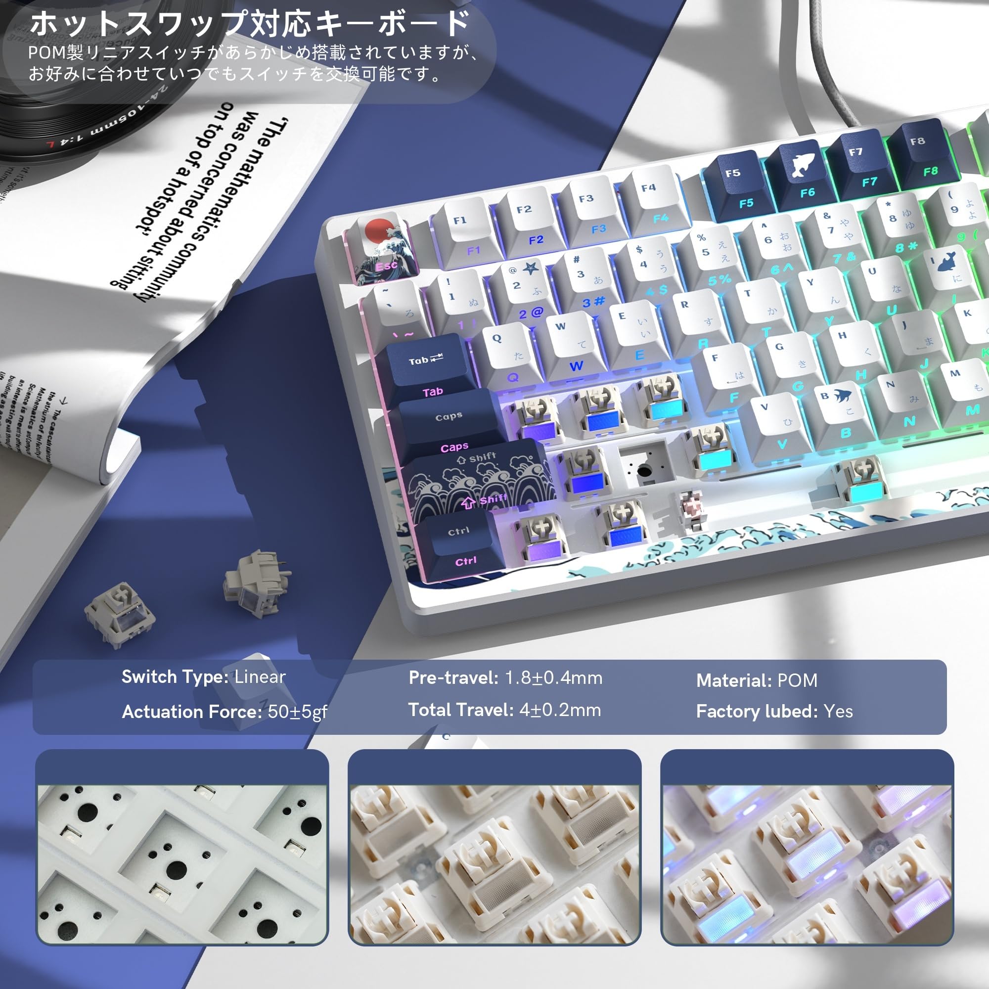 Amazon | Womier SK80 ゲーミングキーボード有線 テンキーレス 75