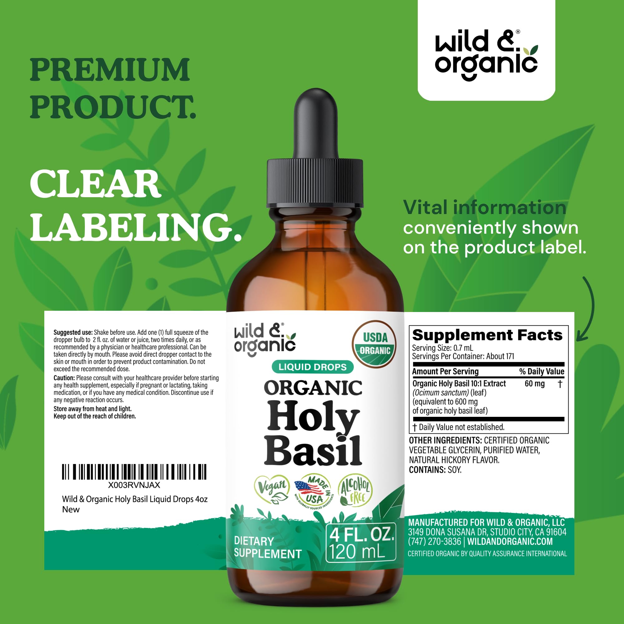 USDA Organic Holy Basil Tincture - Relaxation & Calmness Support - 4 oz — Amazon image 9