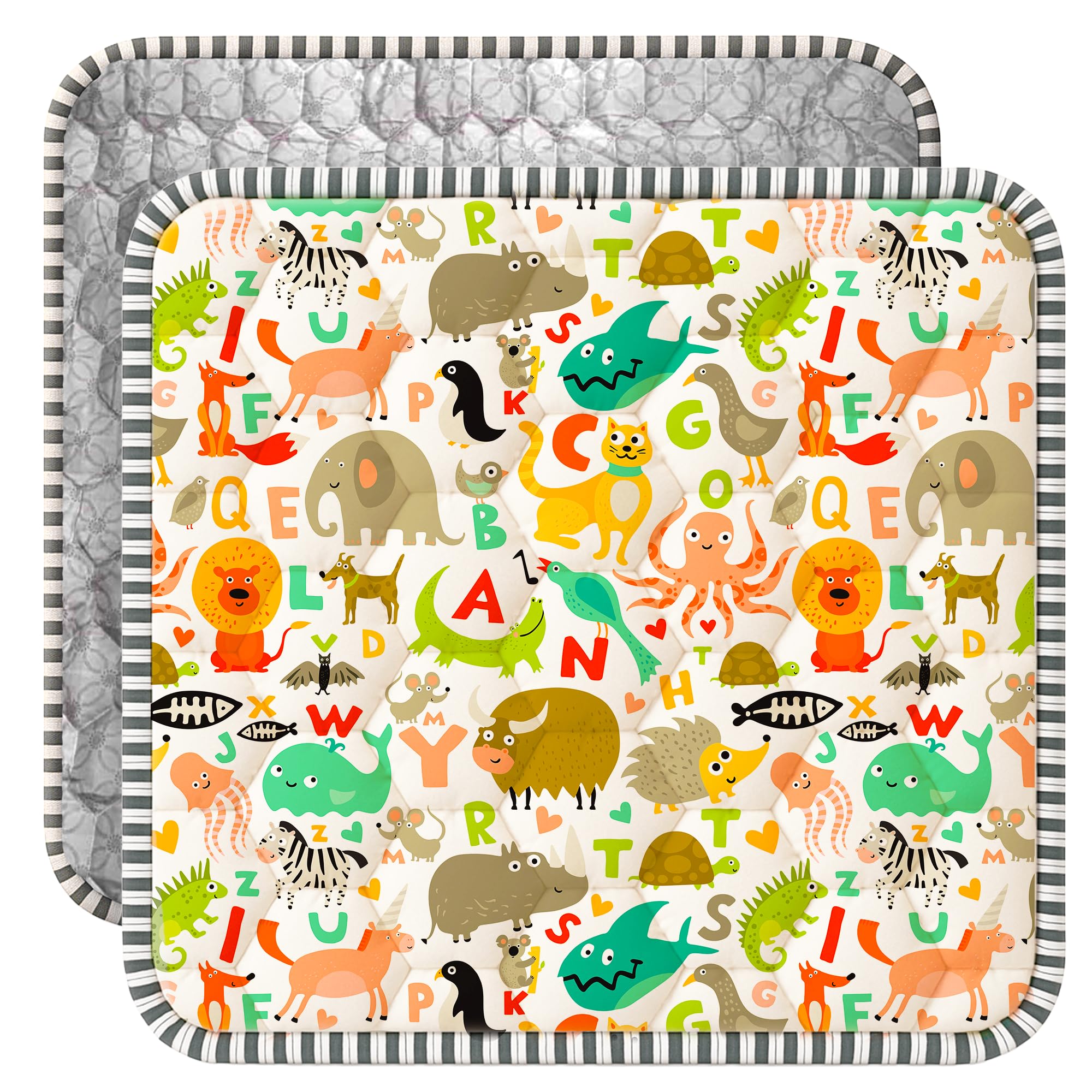 CozyCub Baby Play Mat for Floor 50x50, Soft Foldable Playpen Mat for Floor, Thick Foam Padded Non-Slip Waterproof Washable Baby Crawling Mat for Toddlers Infants (Animal Print)