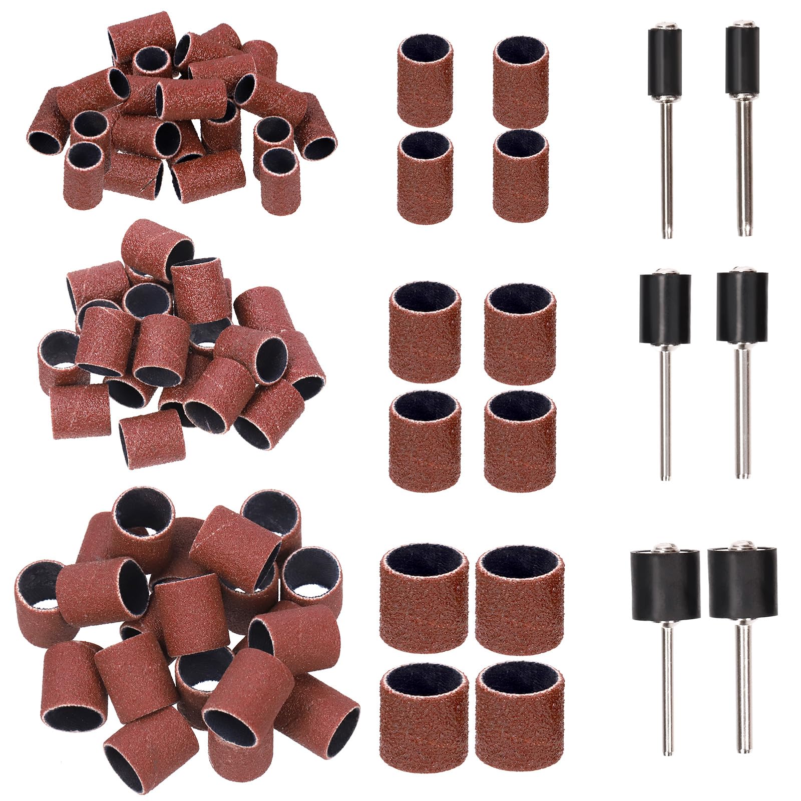Glarks 252Pcs Sanding Drum Set Including 240Pcs 120 Grit Drum Sander Sanding Sleeves Sanding Bands and 12Pcs Drum Mandrels for Rotary Tool