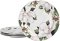 Vista 18 de Bico Blue Floral Haven - Juego de 4 platos de cena grandes de cerámica de 11 pulgadas para pasta, bistec, elegantes platos para servir, aptos