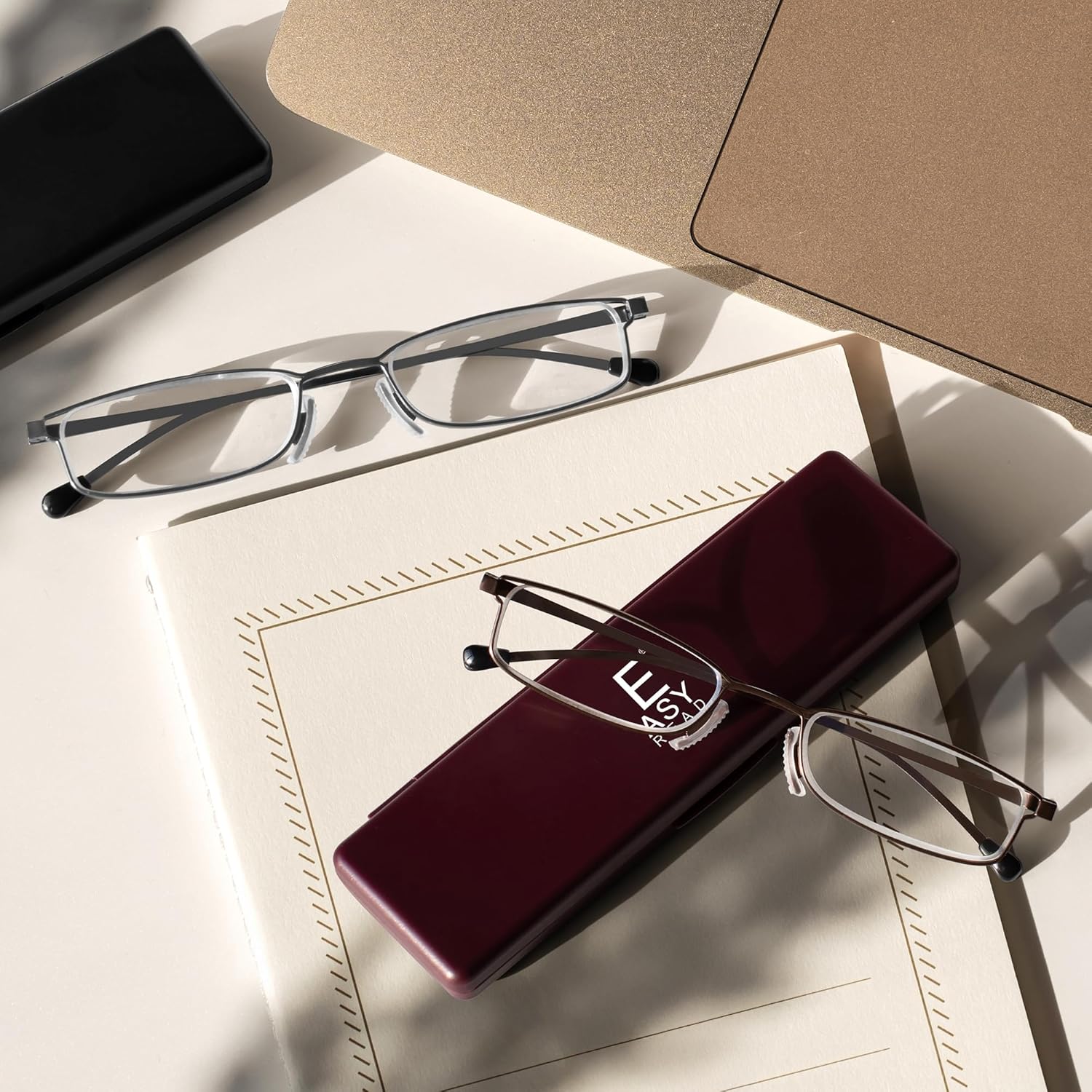 EASY READ Ultra Thin Reading Glasses Women Men,Blue Light Blocking Compact Slim Mini Metal Readers with Portable Case - Image 6