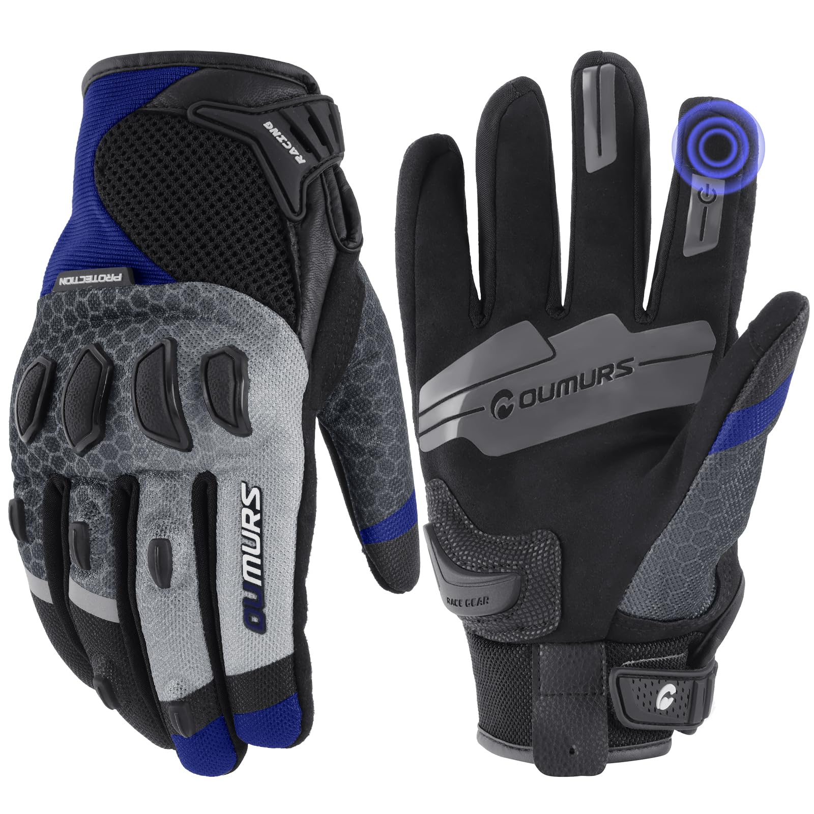 Oumurs Motorcycle Gloves for Men, Touchscreen Cycling Gloves for Outdoor Sports On-Road/Off-Road/Mountain Motorcycle Motorcross Motorbike Dirt Bike