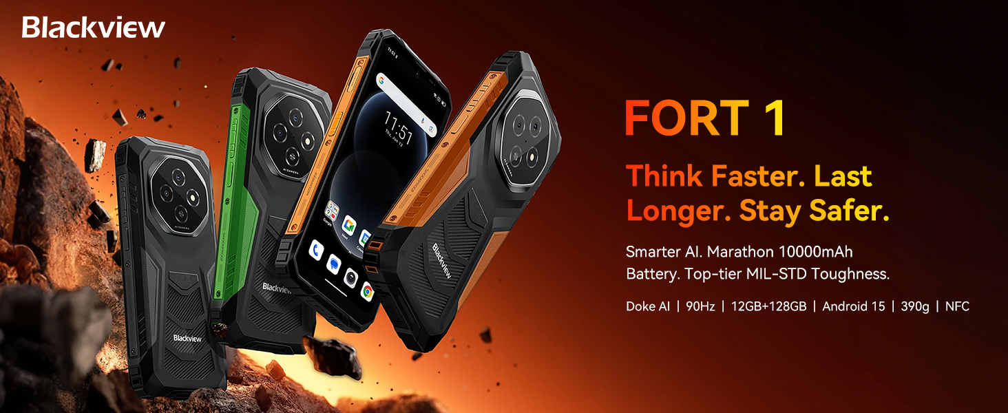 Amazon.com: Blackview Fort 1 Rugged Phone Android 15, 18GB+256GB