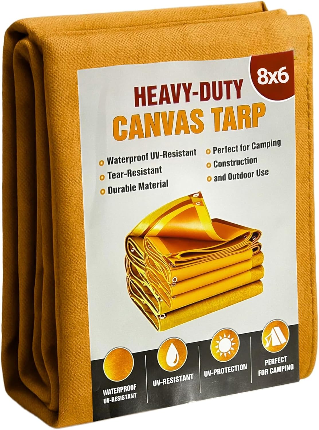 Heavy-Duty Tan Canvas Tarp 10x12 – All-Season, Heavy-Duty Protection, Reinforced Stitching – Ideal for Trucks, Boats & Industrial Use