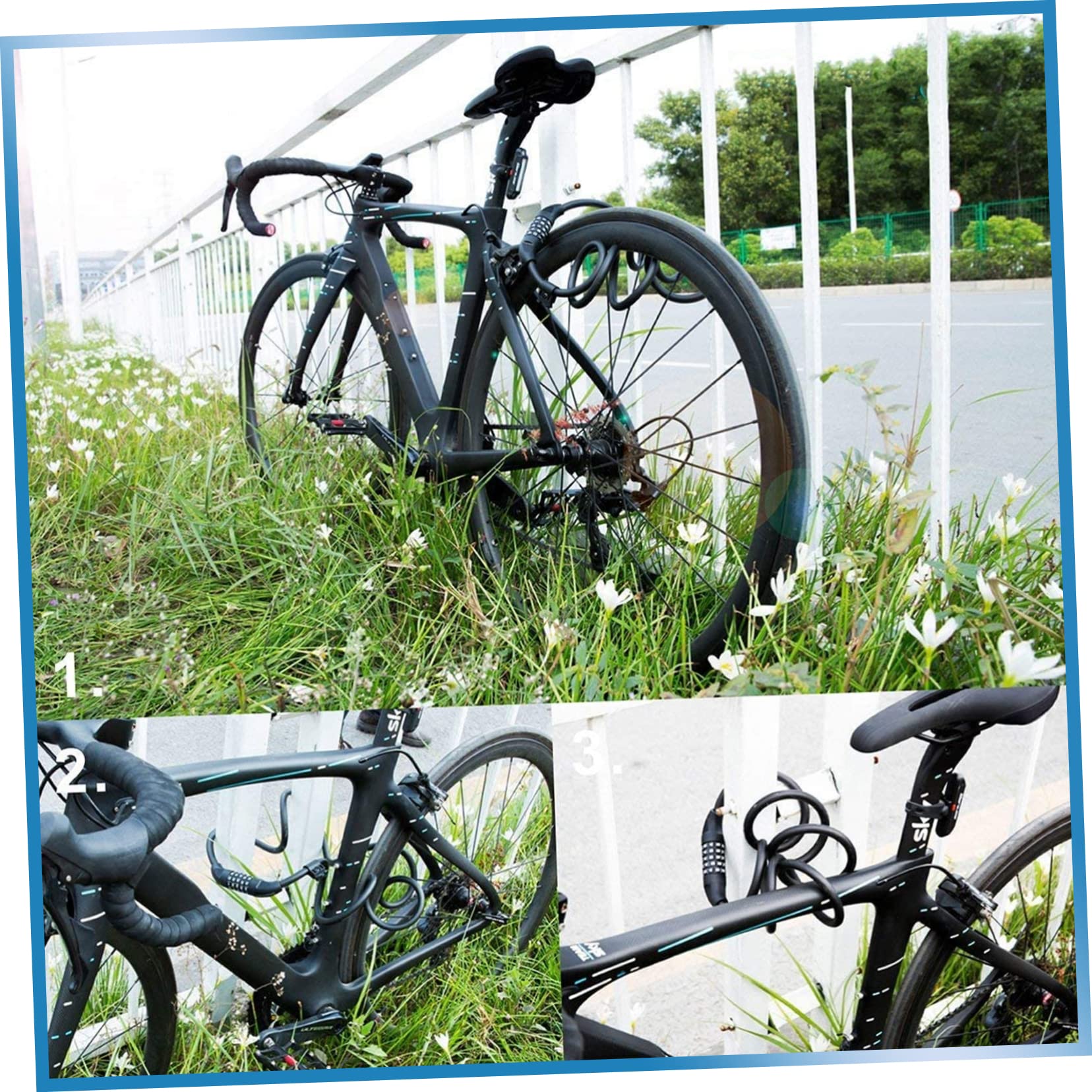 Abaodam Lucchetto Catena Per Bici Numero Reimpostabile Cifre Lucchetto Cavo Resistente Copertura Protettiva Sufficiente Per Bloccare Bici