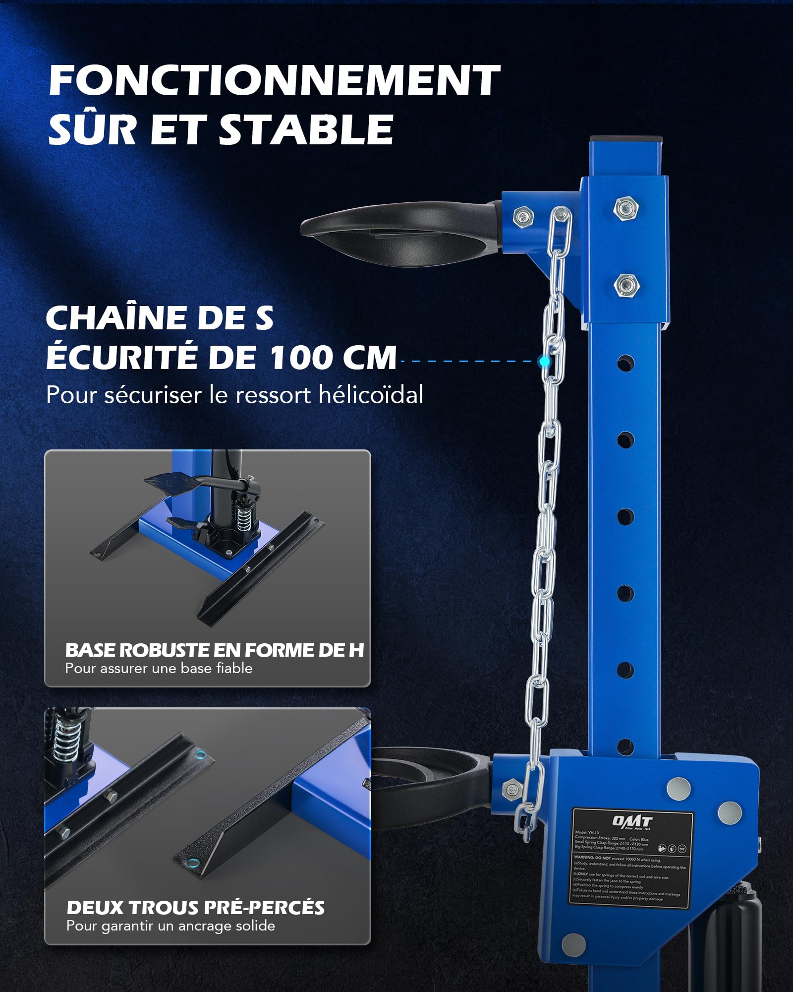 Orion Motor Tech Compresseur de Ressort Amortisseur Hydraulique Force de Compression 1 Tonne Capacité 4,5 Tonnes de Vérin Hydraulique avec 4 Pinces à Ressort pour Voitures Camions SUVs