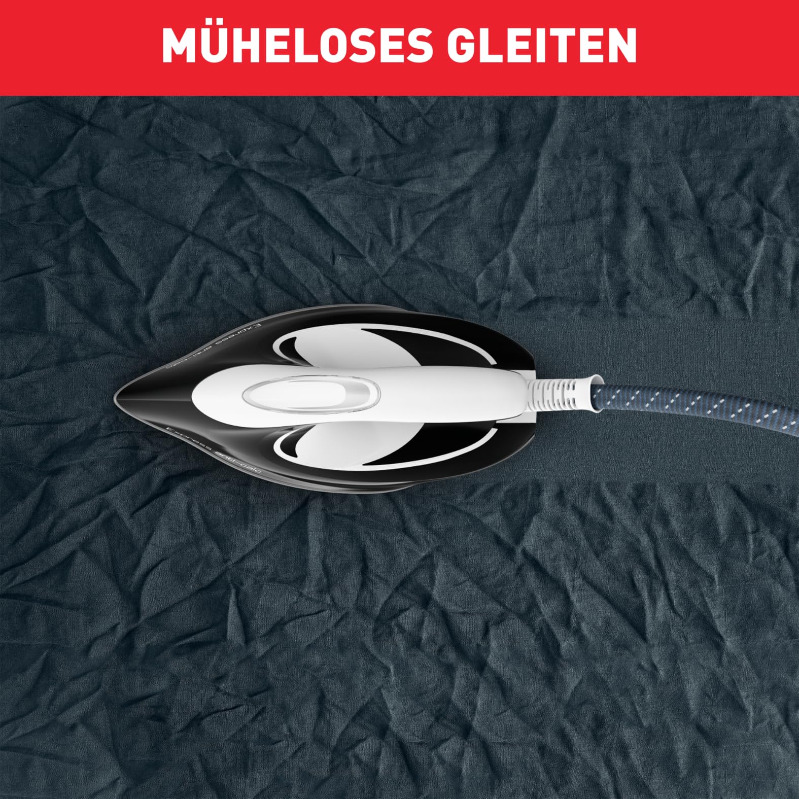 TEFAL EXPRESS ANTI-CALC Dampfbügelstation, abnehmbarer Kalk-Kollektor, 450 g/Min. Dampfstoß, leistungsstarker 6,5-Bar-Druck, Smart Temp-Technologie, Eco-Modus, 1,8l Wassertank, schwarz/weiß, SV8055
