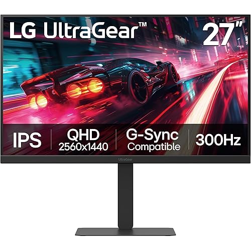 LG 27G640A-B 27-inch Ultragear QHD (2560 x 1440) IPS Gaming Monitor, 300Hz, 1ms, NVIDIA G-Sync, AMD FreeSync Premium, VESA DisplayHDR 400, HDMI 2.1, USB Type-C, Tilt/Height/Swivel/Pivot Stand, Black