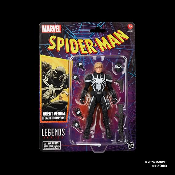 Marvel Legends Series Agent Venom (Flash Thompson) Comics Action Figure, Black | Marvel Legends Retro 6 Inch Action Figure Spider-Man Wave 5 - Agent Venom (Flash Thompson)