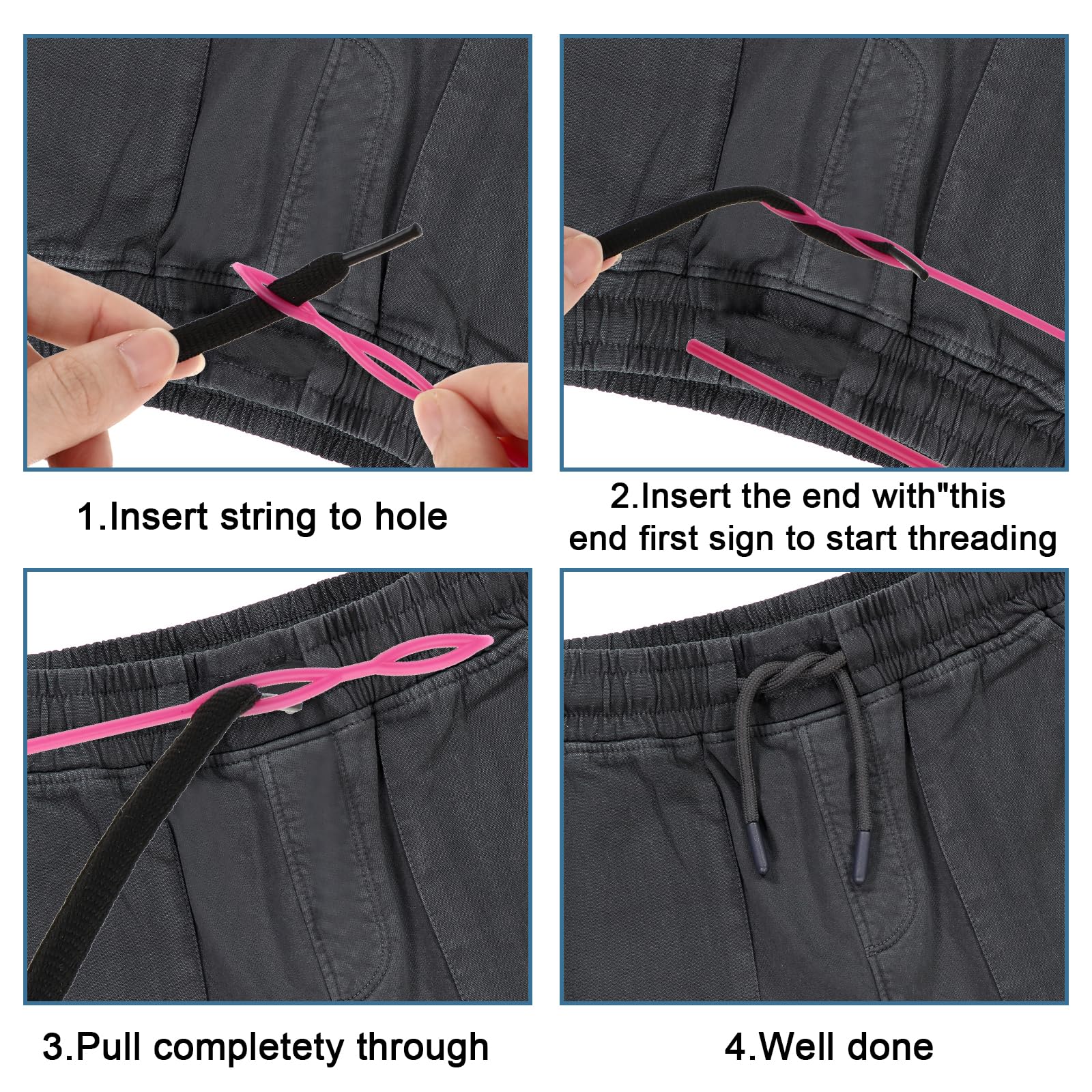 QUARKZMAN Kordelzüge 130cm Lila - 2 Stück Mit Einfädler - Für Hoodies & Sweatpants