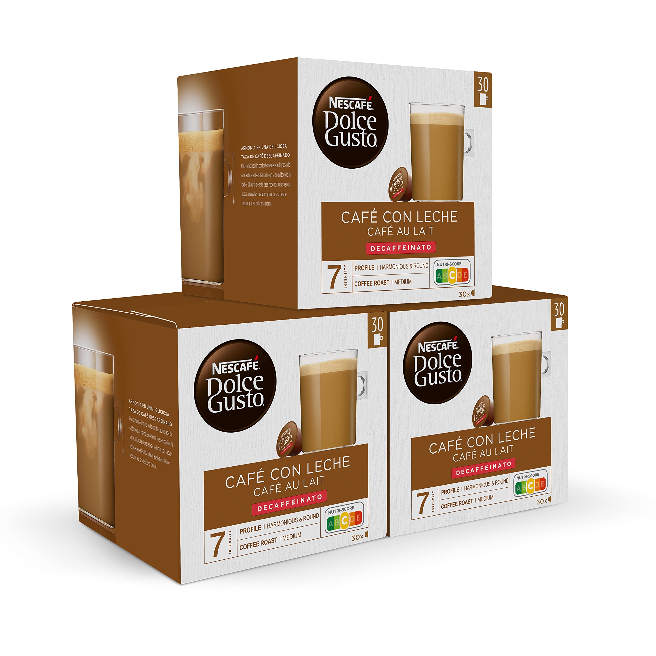 Dolce Gusto NESCAFÉ Café con Leche - x3 pack de 30 cápsulas - Total: 90 cápsulas & Dolce Gusto NESCAFÉ NESQUIK- x3 pack de 16 cápsulas - Total: 48 cápsulas