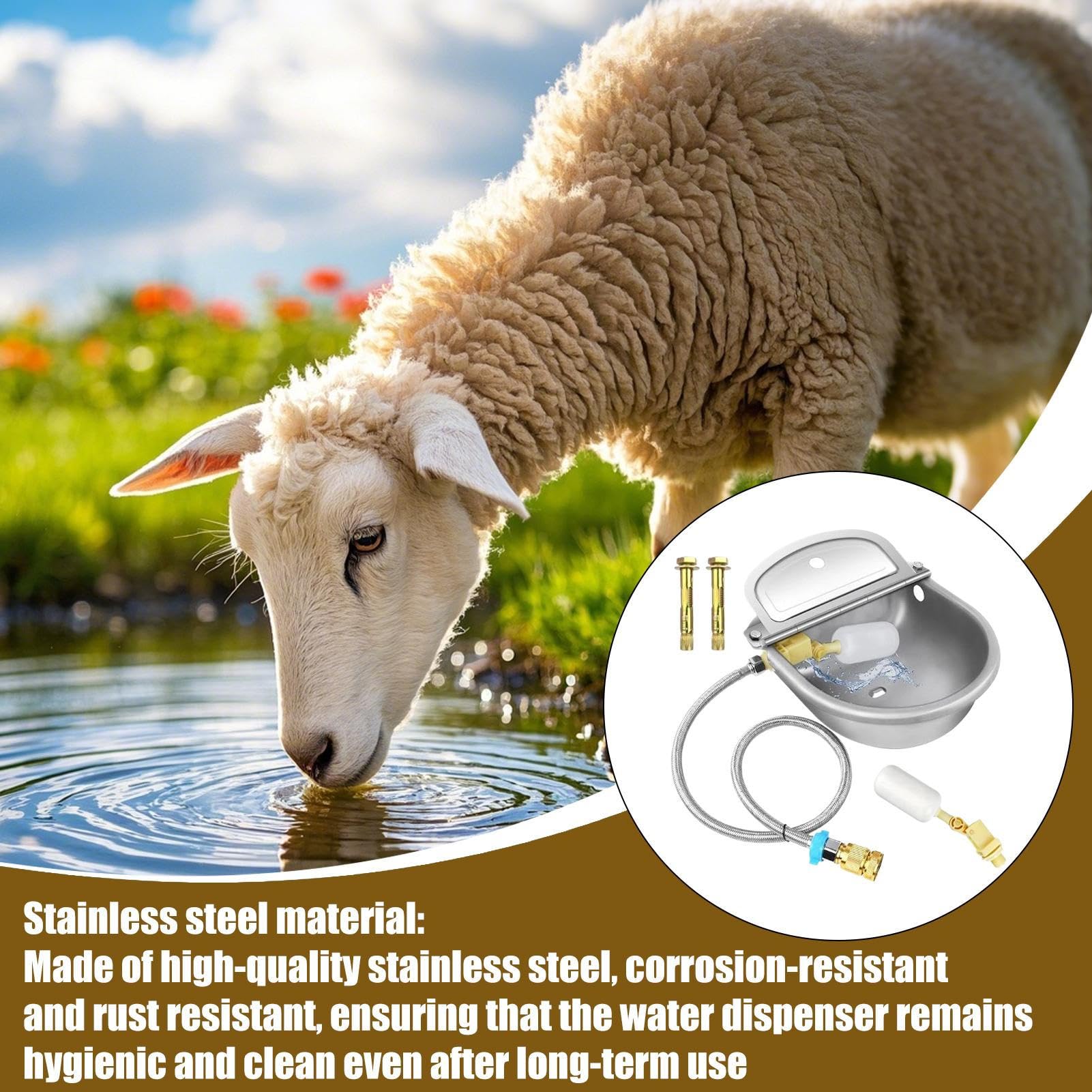 Bebedero Automático para Ganado Comederos de Acero Inoxidable | Dispensador de Gran Capacidad para Mascotas y Animales de Granja