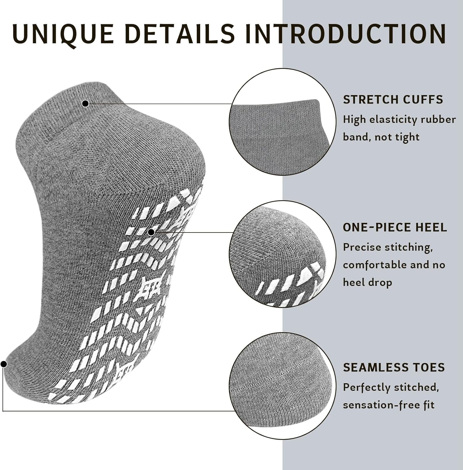 Artfasion Non Slip Socks with Grip: Men's Grippy Non Skid Ankle Socks for Hospital Elderly Women Pilates Fitness 4 Pairs - Image 3