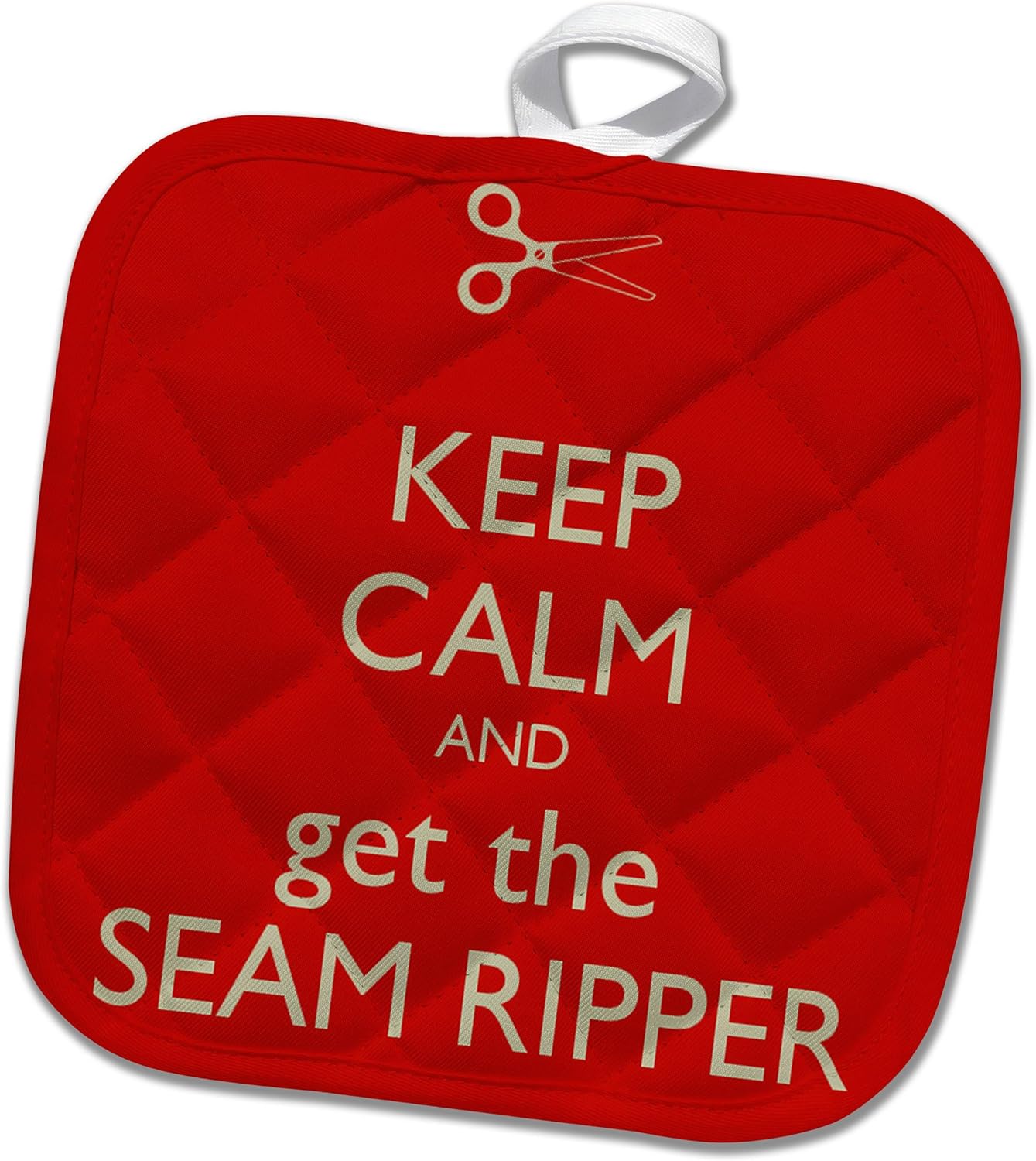 3D Rose Keep Calm and Get The Seam Ripper-Red and White- Pot Holder, 8 x 8, Multiple Color