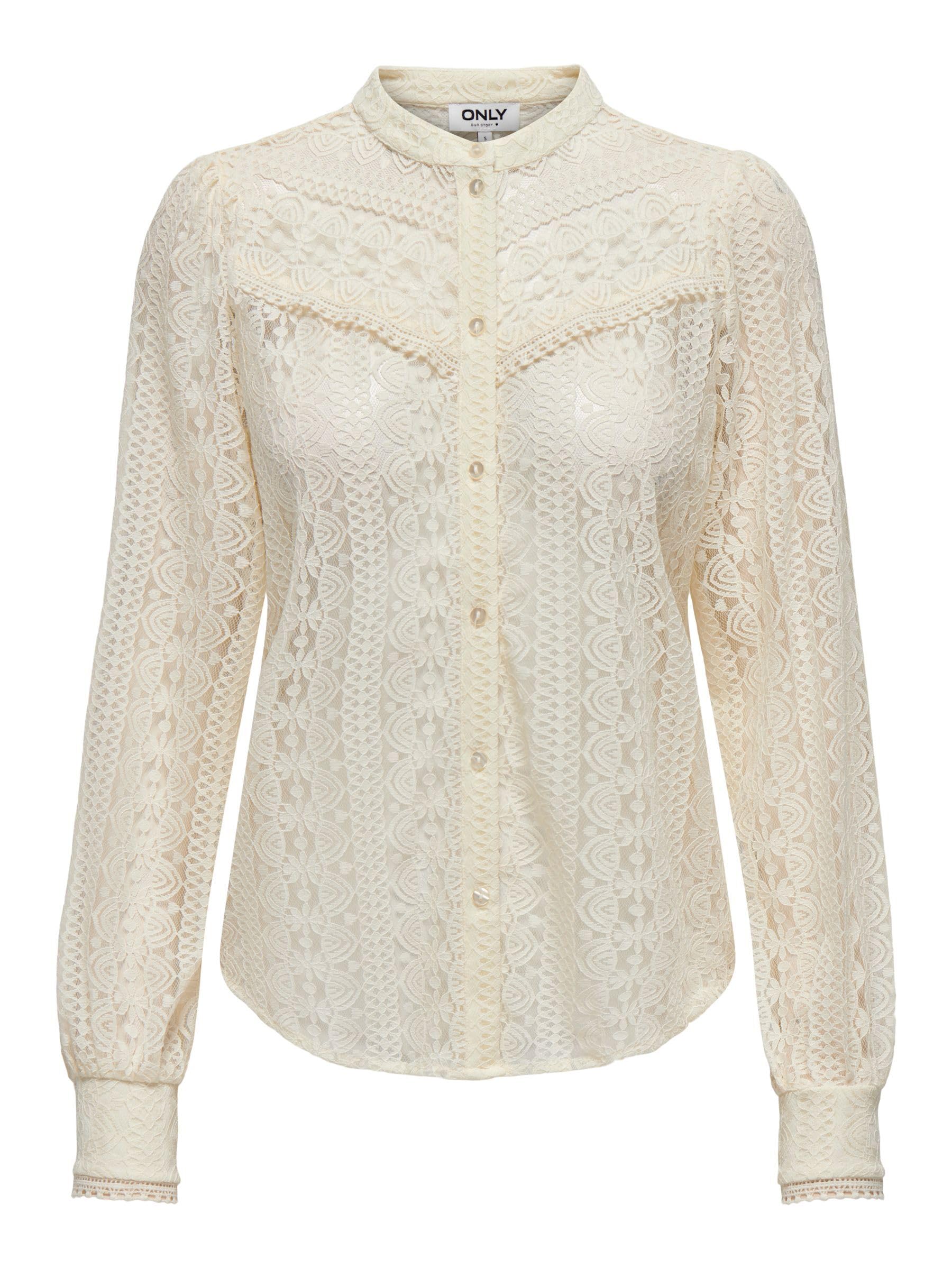 ONLY Spitzenbluse Langarm – WVN NOOS, Egret, Gr. M