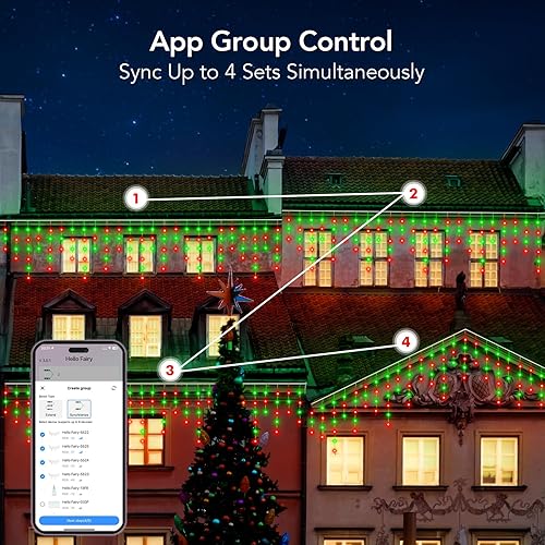 Miniatura 7 de Luces LED de Carámbanos de Navidad para Exteriores, Luces de Carámbanos Goteantes, 98 pies de Luces de Hadas, Cortina de Luces Parpadeantes