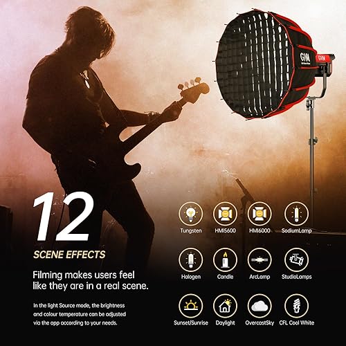 Miniatura 3 de GVM - Kit de luces de estudio bicolor de 300 W con montaje Bowens Softbox y soporte CCT 2700K  6800K CRI 97+ Iluminación continua para fotografía