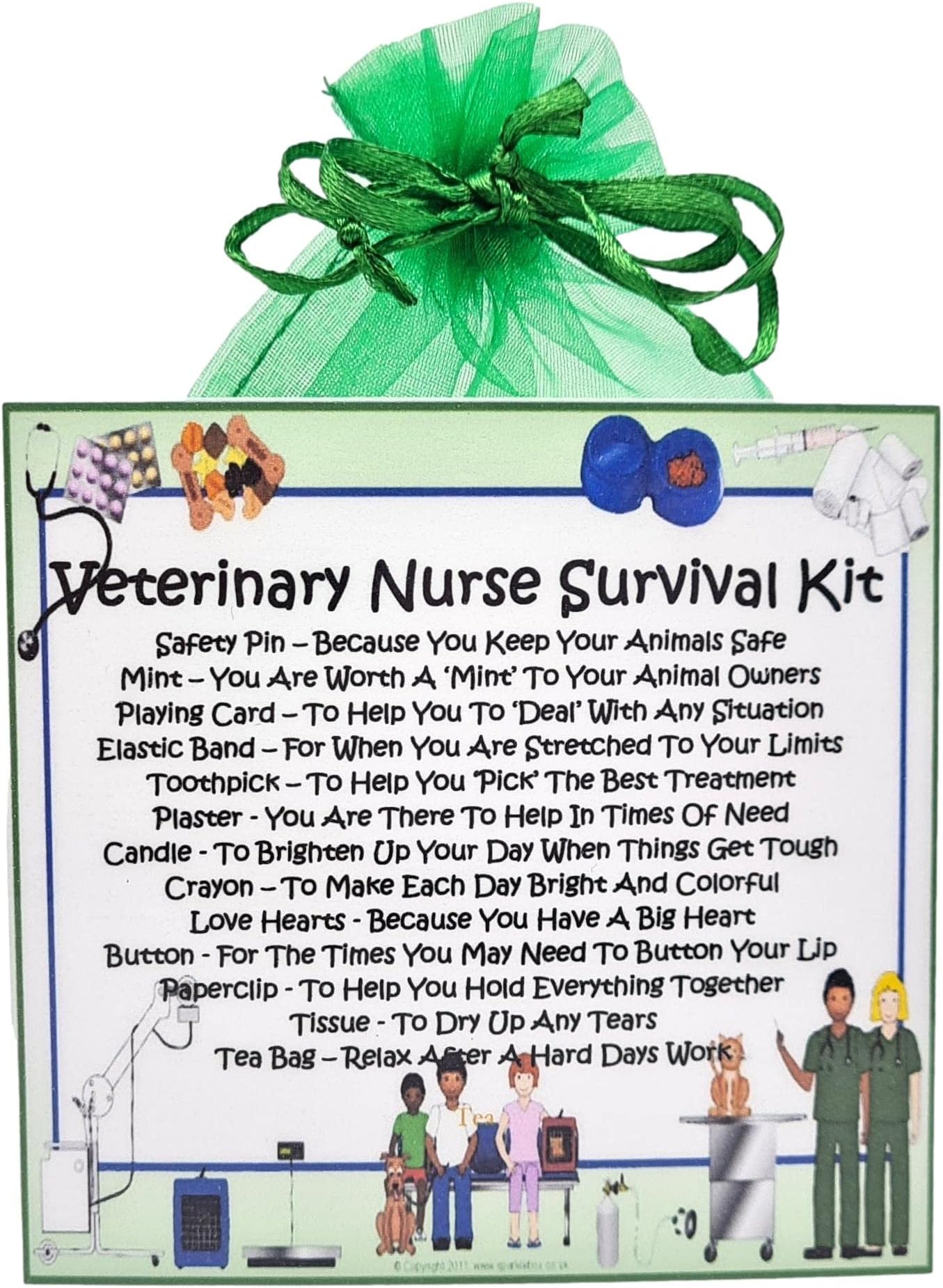 Veterinary Nurse Survival Kit ~ Fun Novelty Gift & Greetings Card Alternative | Birthday Gift | Keepsake | Thank You Gift | Personalised Keepsake for a Veterinary Nurse