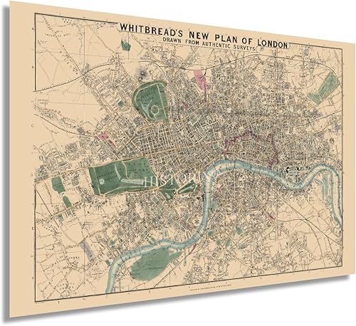 Miniatura 1 de HISTORIX Vintage 1853 London England Map - Póster de mapa de la ciudad de Londres de 24 x 36 pulgadas - Mapa histórico de Londres - Arte mural de