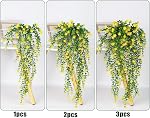 RECUTMS Outdoor Fake Hanging Plants,Hanging Plant Vine,Faux Eucalyptus Leafs Greenery Vine Plant Faux Plants Fake Plants Greenery for Jungle Theme Party Wedding Decoration(Yellow)