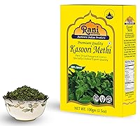 Vista 4 de Hojas de fenogreco Rani secas (Kasoori Methi) 3.5 oz (100 g) ~ Todo natural Vegano Apto para gluten Sin OMG Kosher Origen indio