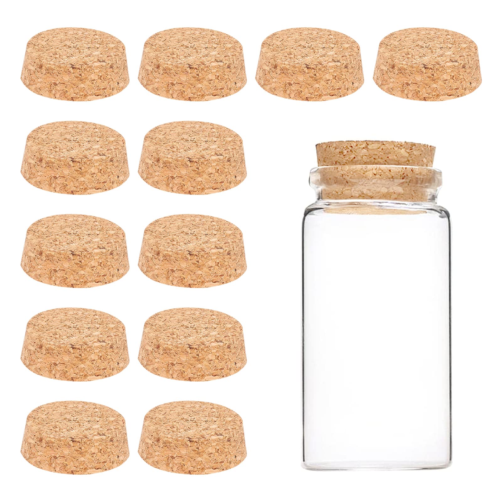 BENECREAT - Tapones de corcho cónicos de madera, 12 tapones de repuesto de madera blanda natural de 52 mm para vino, botellas antiguas, tarros, artes y manualidades