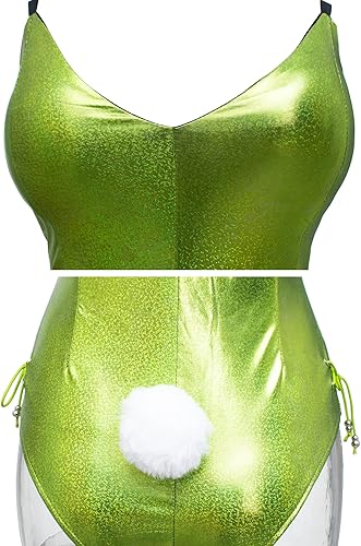 Miniatura 5 de Disfraz de conejito para mujer, traje holográfico brillante, disfraz de Senpai cosplay, conjunto de medias de una pieza