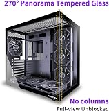 MUSETEX Y6 PC Case Pre-Installation 7 Infinity Mirror PWM ARGB Fan, ATX Mid Tower Computer Case, Gaming PC Case with Type-C, 270° Full View Tempered Glass, Black - 4